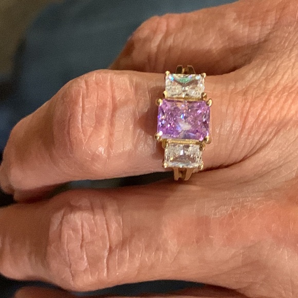 10k Gold CZ and Pink Topaz Ring - Picture 10 of 10
